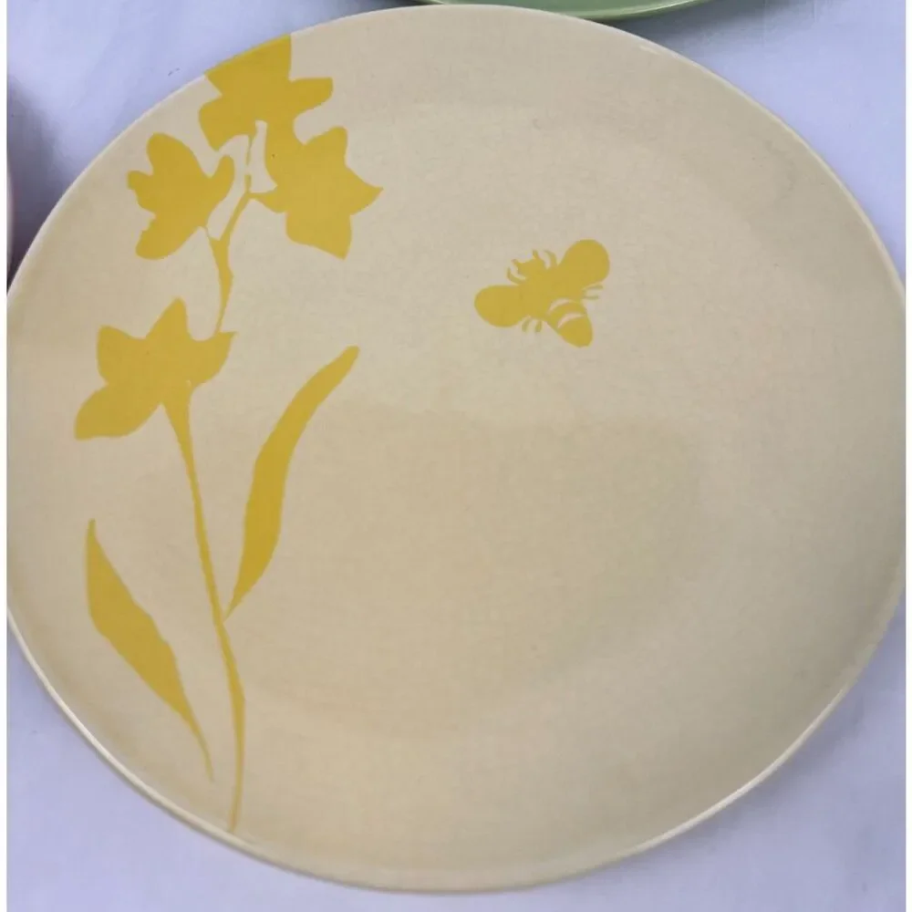 Vintage RedEnvelope Ceramic Snack Plates Set of 4 Pastel Botanical Cottagecore